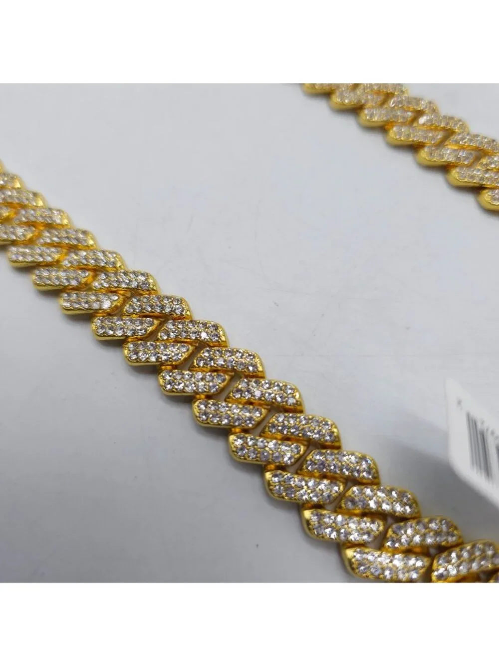 Invicta Mens Gold Tone Cuban Link Necklace Iced Out Crystal Detailing 20